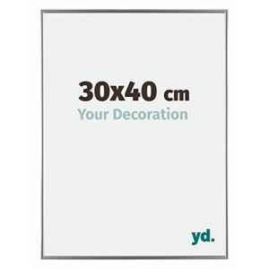 Yd. - Your Decoration - 30x40 cm - Cadre Photo en Plastique Avec Verre acrylique - Anti-Reflet - Excellente Qualité - Argent - Cadre Decoration