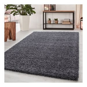 Allotapis Tapis uni &agrave; longues m&egrave;ches rectangle Swirls 65x130 Gris