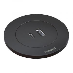 Legrand Incara Disq 654730 Prise de Charge USB A+C pour Table encastrable 15 W Longueur du câble 2 m Fiche 2P+E Blanc
