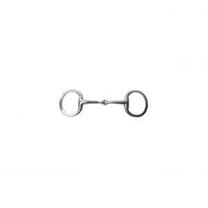 Weatherbeeta Mors à filet, à bout d'oeuf en acier inoxydable, bouche fine articulée, anneau plat pour cheval Korsteel