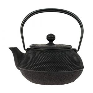 Image de Iwachu Théière motif traditionnel noire 0,9 L (fonte japonaise, avec filtre)