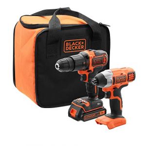 Black & Decker Black and Decker - Kit d'outils 18V perceuse à percussion + clé à chocs - BCK21S1S