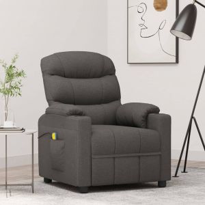 VidaXL Fauteuil de massage inclinable Gris fonc&eacute; Tissu - Gris fonc&eacute;