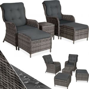 TecTake Salon de jardin benissa - mobilier de jardin, meuble de jardin, ensemble table et chaises de jardin - gris tacheté/gris