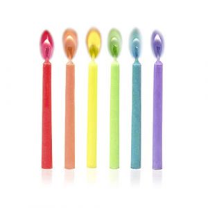 Legami Bougies avec Flamme Color&eacute;e, en Cire, &Oslash; 0,5 cm, H 6 cm (Support en Plastique Inclus), S'allument de la M&ecirc;me Couleur que la Cire dont Elles Sont Faites, 12 Bougies en 6 Couleurs