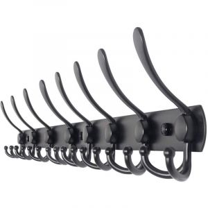 TOJ Living Porte-manteau mural 24 crochets – Patère murale / porte-serviettes – Style industriel & moderne – Acier inoxydable – 75 cm – noir mat