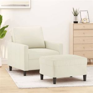 VidaXL Fauteuil avec repose-pied Cr&egrave;me 60 cm Velours