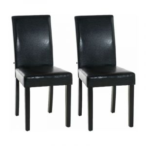CLP Lot de 2 chaise de salle &agrave; manger Ina Pi&egrave;tement en bois Noir noir