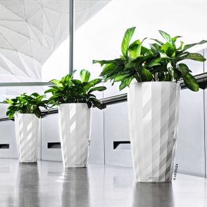 Image de Lechuza Jardinière DIAMANTE Premium ALL-IN-ONE diamètre 32cm blanc mat