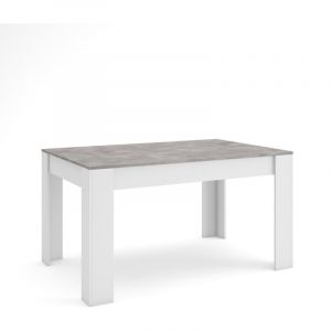 Table à manger, Meuble Salle à Manger, 140x90x76 cm, Pour 6 personnes, Ciment et Blanc, RF3658