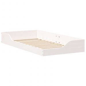VidaXL Cadre De Lit Surélevé Blanc 90 X 190 Cm Bois De Pin Massif