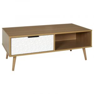 Image de Table b e 1 tiroir H 38 cm Bois et Blanc