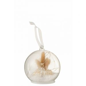 Jolipa Boule de No&euml;l en verre avec ange &agrave; l'int&eacute;rieur - Blanc - Naturel