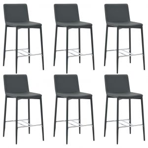 Image de VidaXL Chaises de bar 6 pcs Gris Similicuir