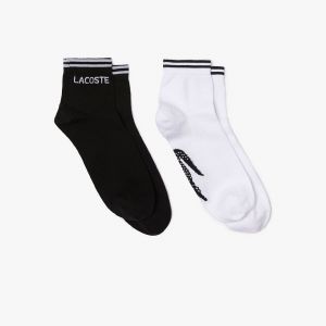 Lacoste Lot de 2 paires de chaussettes basses Sport en coton Taille 43/46 Noir/blanc