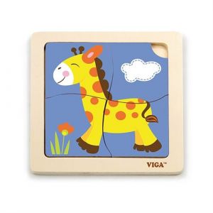 Viga Toys Puzzle en bois girafe 4 pièces