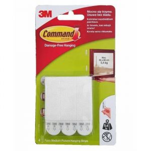 3M Balai - Balayette - Pelle Command Velcro pour accrocher des images moyennes 4 paires (8 pièces) 17201-Cee