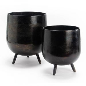 Amadeus Set de 2 cache pots noir - Noir - Aluminium