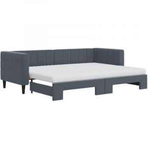 VidaXL Lit de jour avec gigogne et matelas gris foncé 80x200cm velours
