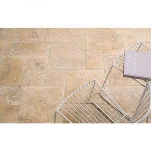 Carrelage de sol int&eacute;rieur effet pierre AQUITAINE Module - Beige naturel - Module compos&eacute; de 4 formats