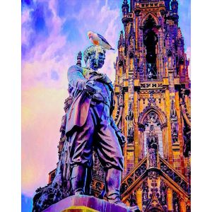 Peinture au num&eacute;ro : Statue Edinburgh - toile tendue sur ch&acirc;ssis