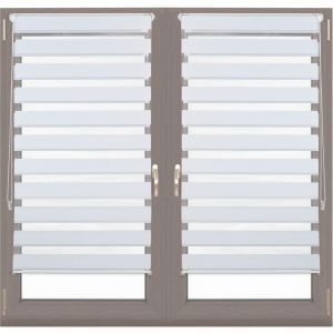 Relaxdays Store enrouleur, lot de 2, double face, sans perçage fenêtre porte balcon en tissu, 60 x 150 cm, blanc