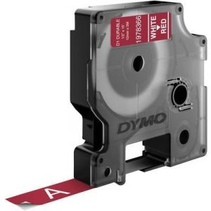 Dymo 1978366 - Ruban d'étiquettes auto-adhésives blanc sur rouge (1,2 cm x 3 m)