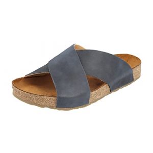 Haflinger 819412-0-5 Bio Mio Sabots en Cuir pour Hommes, Pointure:46 EU, La Couleur:Bleu