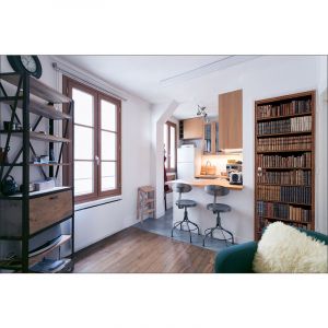 Plage Sticker porte, trompe l'oeil vintage biblitoh&egrave;que ancienne maron vieux livres, 204 cm X 60 cm