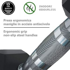 G5 HT SPORT Guidon hexagonal caoutchouté professionnel de 1 à 50 kg | Haute qualité | musculation Gym ou Home Gym | Poignée ergonomique antidérapante | Vendu individuellement (2 x 6 kg) Noir