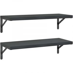 VidaXL Étagères murales 2 pcs 75x30 cm noir acier inoxydable, étagère flottante, étagère murale d'exposition, panneau d'étagère