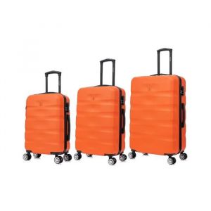 Celims France France - Set Valise Rigide 3 Pièces | Cabine + Moyenne + Grande Taille | 55cm + 65cm + 75cm | Valise Lot de 3 | Orange