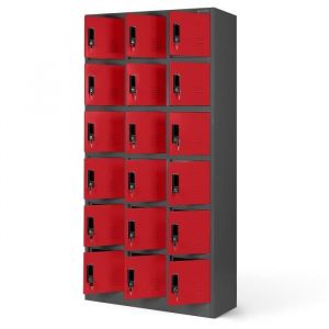 Casier social KAROL, 900 x 1850 x 400 mm, rouge anthracite