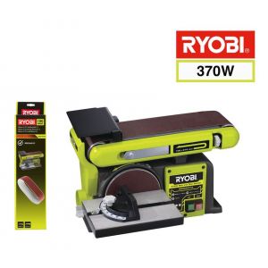 Ryobi Pack Ponceuse à bande et à disque stationnaire 370W RBDS4601G - 5 bandes abrasives 100 x 914mm grain 80 BSS100A5