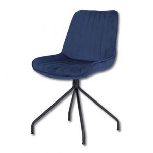 Chaise velours bleu pieds métal Cécile
