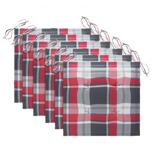 VidaXL Coussins de chaise jardin 6 pcs Carreaux rouges 40x40x4cm Tissu