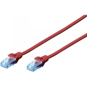 Image de Digitus DK-1512-020/R RJ45 C&acirc;ble r&eacute;seau, c&acirc;ble patch CAT 5e U/UTP 2.00 m rouge torsad&eacute; par paire 1 pc(s)