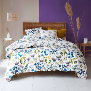 Housse de couette 140x200 bleue en coton