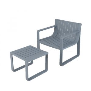 COSTWAY Ensemble de Mobilier de Patio 2 Pièces, Chaise Ergonomique avec Table Basse Carrée, Design à Lattes, pour Porche, Jardin