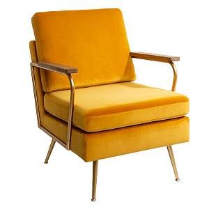 Image de Atmosphera Fauteuil Design en Velours "Daya" 81cm Jaune