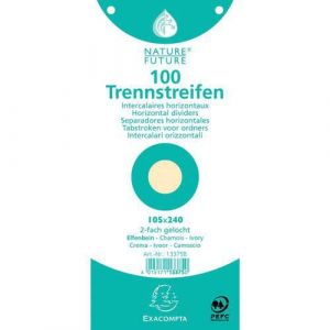 Image de Exacompta Réf. 13375B - Carton de 12 paquets de 100 fiches intercalaires horizontales unies perforées - 105x240mm - Bulle