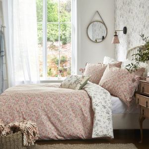 Laura Ashley Housse de couette en satin de coton liberty corail 200x200cm