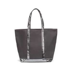 Image de VANESSA BRUNO Sac cabas L toile de coton sequins Gris