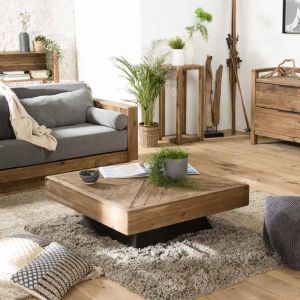 : Table B e Carrée ANDRIAN Bois Pin Recyclé