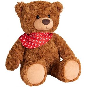 Brubaker Ours en Peluche Teddy avec Bandana D'Ancre Rouge - 42 cm - Peluche Vintage Ours en Peluche - Jouet en Peluche avec Fourrure Extra Douce - Jouet Doux Brun