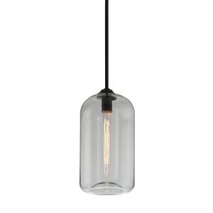 Boutica-design Suspension District Fer à main Noir satiné 1 ampoule 40cm