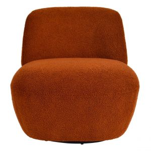 Fauteuil pivotant en bouclette épaisse terracotta Lana