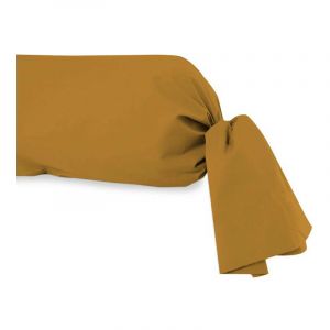 Image de Soleil d'Ocre Taie de traversin en coton 57 fils 45x135 cm uni moutarde, par Jaune