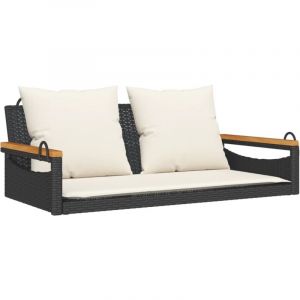 VidaXL Balancelle Avec Coussins Noir 109x62x40 Cm Résine Tressée