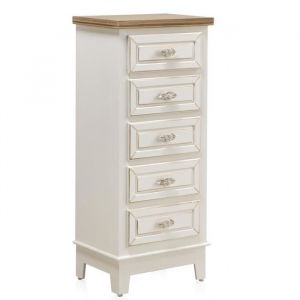 Chiffonnier en panneaux MDF plaqué en sapin coloris blanc - Longueur 40 x Hauteur 94 x Largeur 30 cm